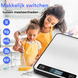 Hëndig - Keukenweegschaal - 1 gr tot 15 kg - Weegschaal Keuken Digitaal - Tarra Functie - Inc. Batterijen